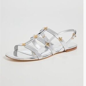 Brand NEW Larroude Harmony Mirror Flat Silver and Gold Sandal SIZE 11